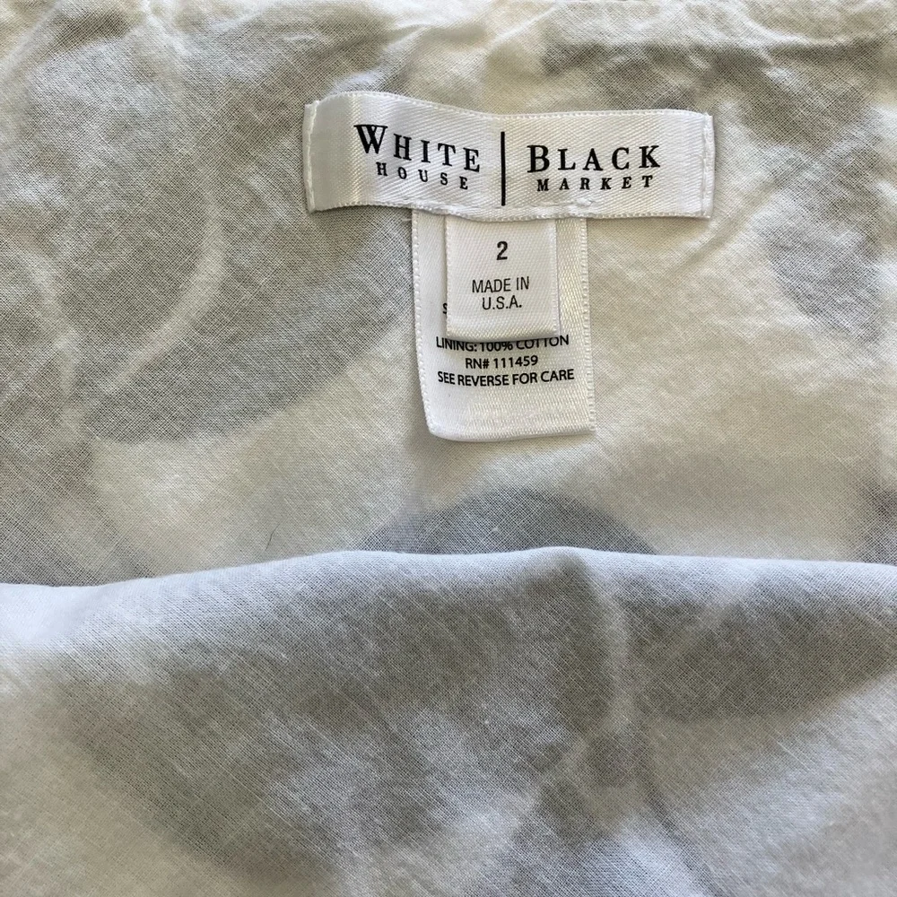 White House Black Market Black & White Mini Floral Ruffle Skirt